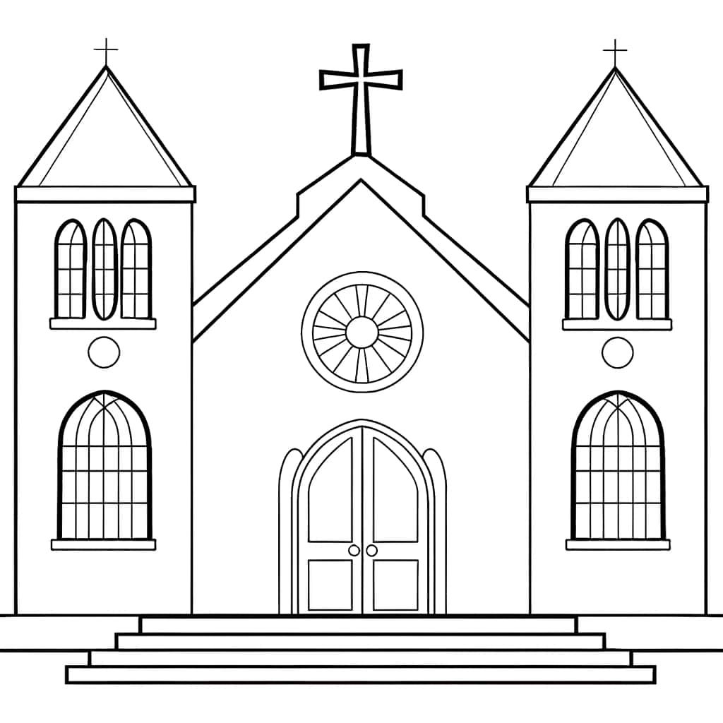 Coloriage Église catholique à imprimer et colorier