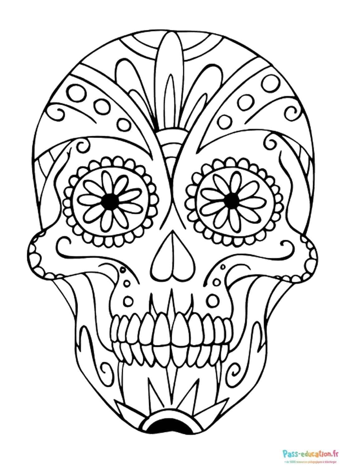 Coloriage Crâne fleuri à imprimer et colorier