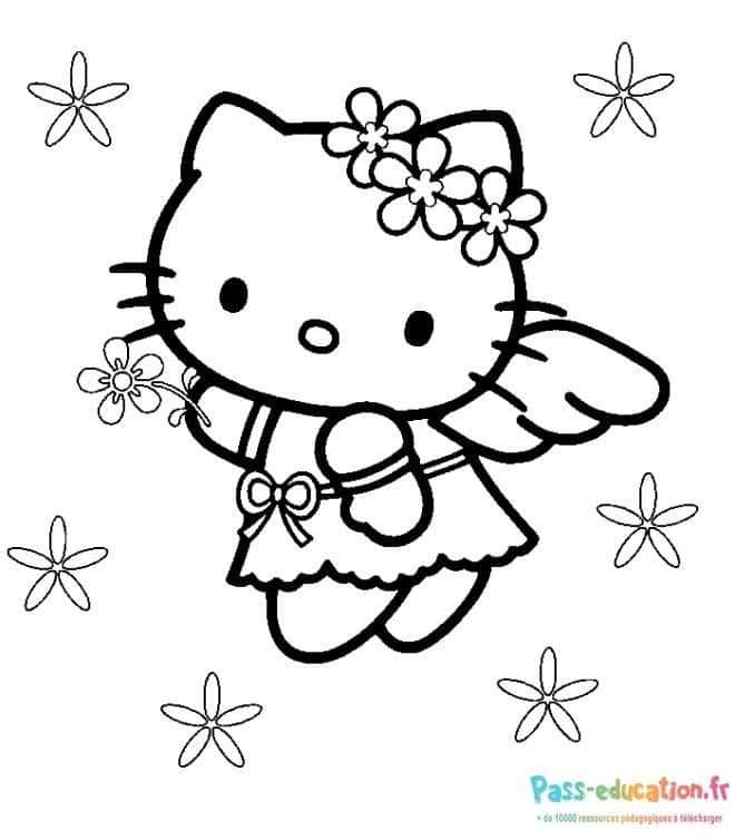 Coloriage Hello Kitty fée à imprimer et colorier