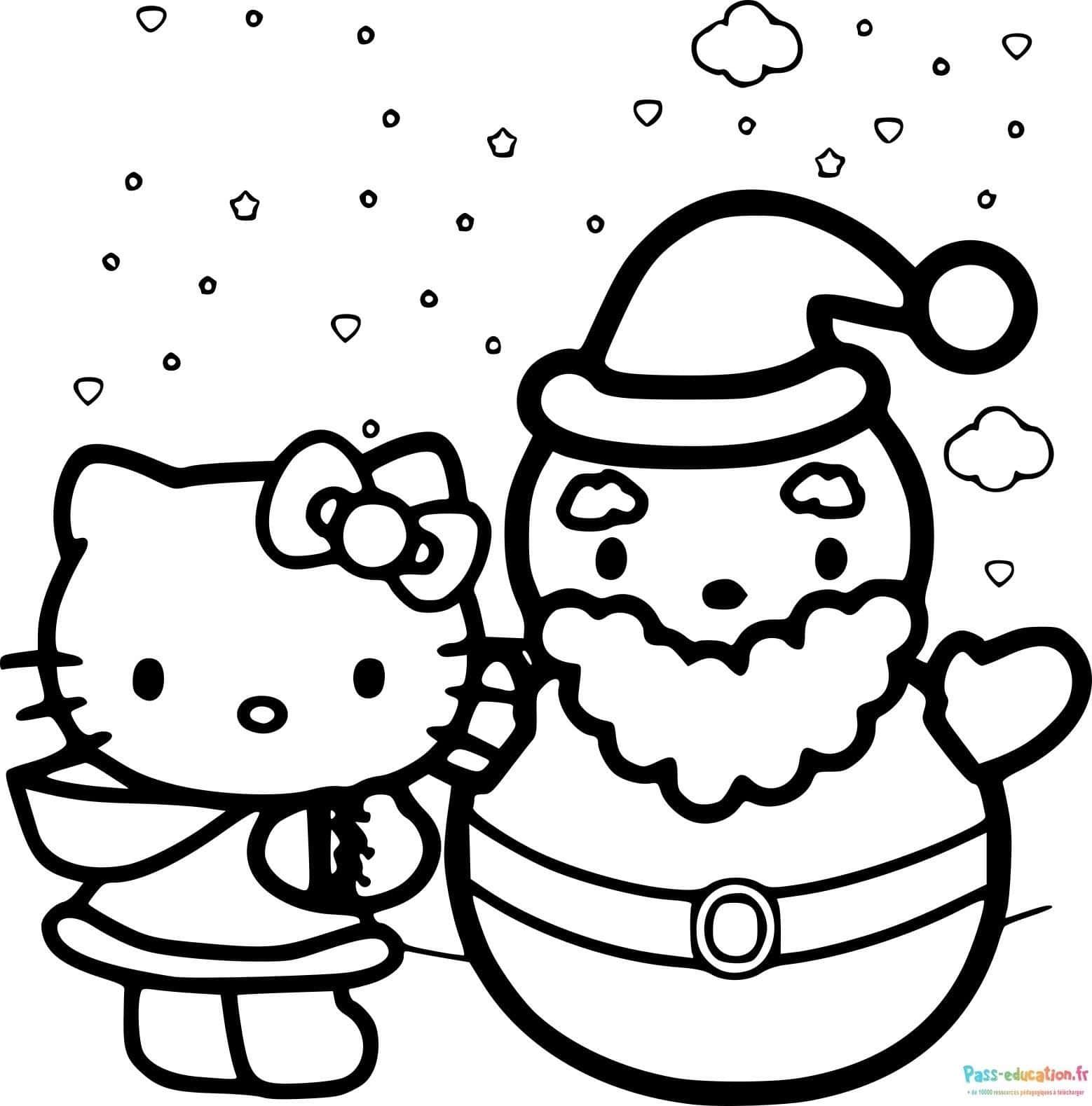 Coloriage Hello Kitty Noël à imprimer et colorier