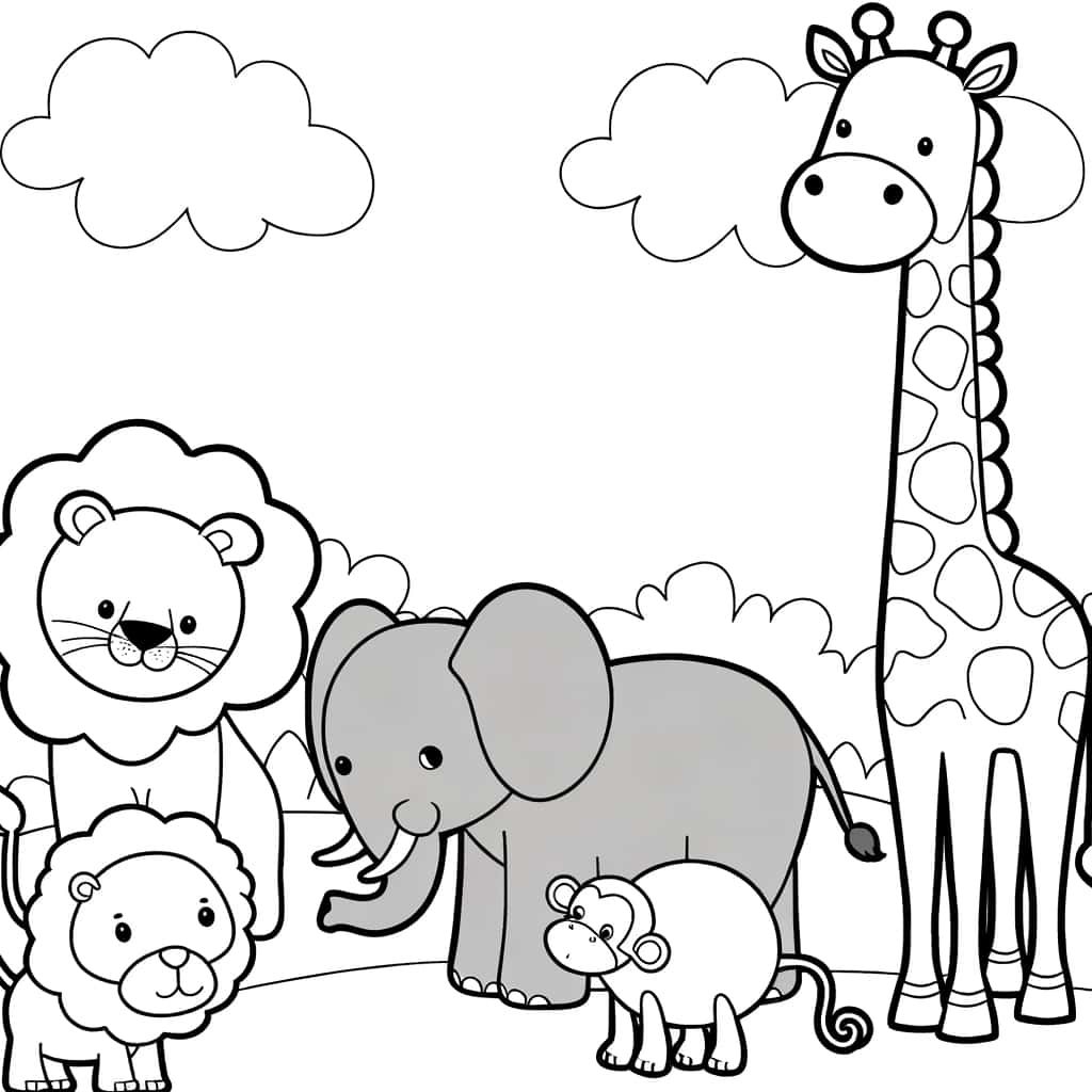 Coloriage Animaux de la savane à imprimer et colorier