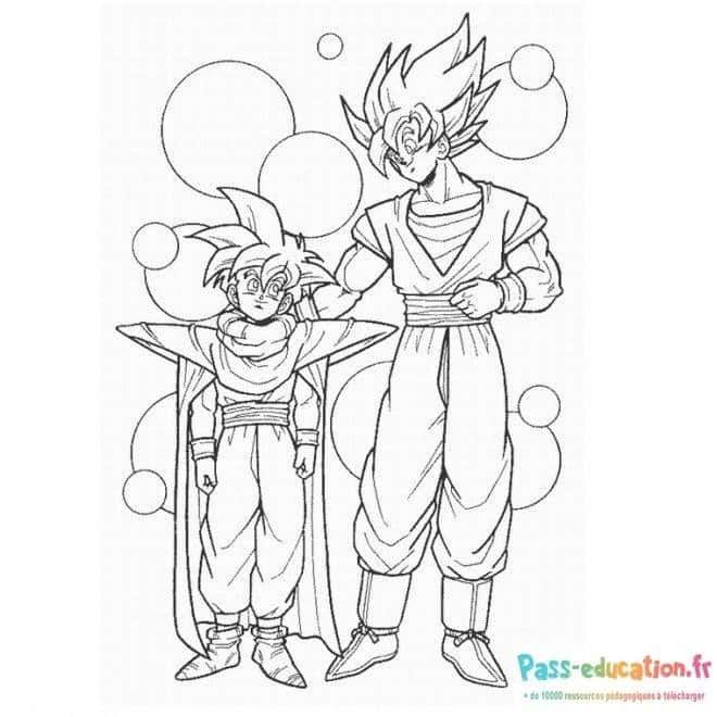 Coloriage Guerriers Saiyans à imprimer et colorier