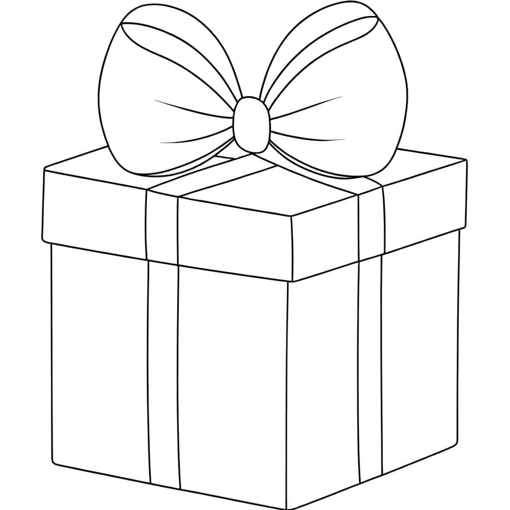 Coloriage Cadeau avec nœud à imprimer et colorier