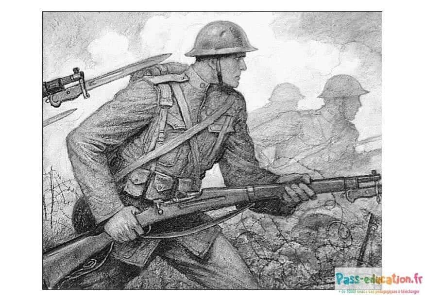 Coloriage Soldats en marche à imprimer et colorier
