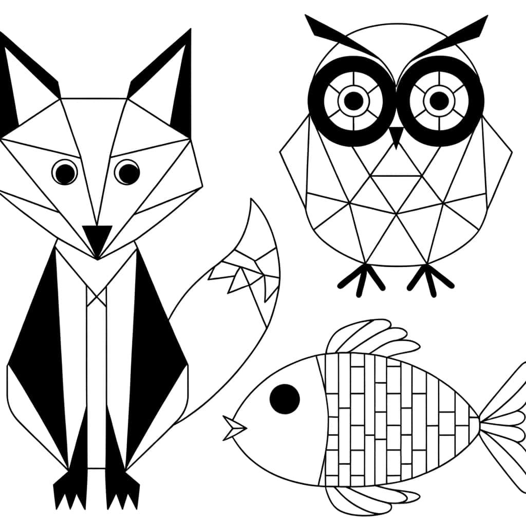 Coloriage Animaux géométriques à imprimer et colorier