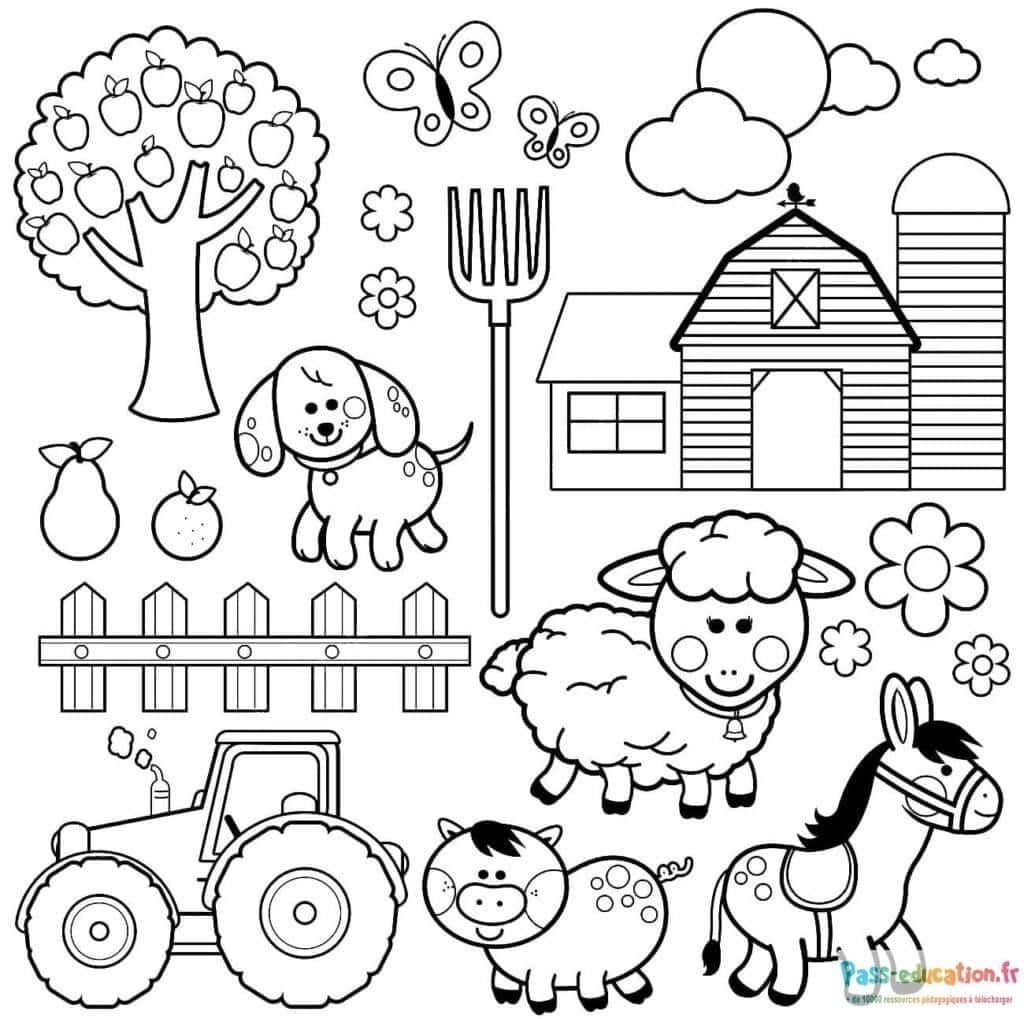 Coloriage Scène de ferme à imprimer et colorier