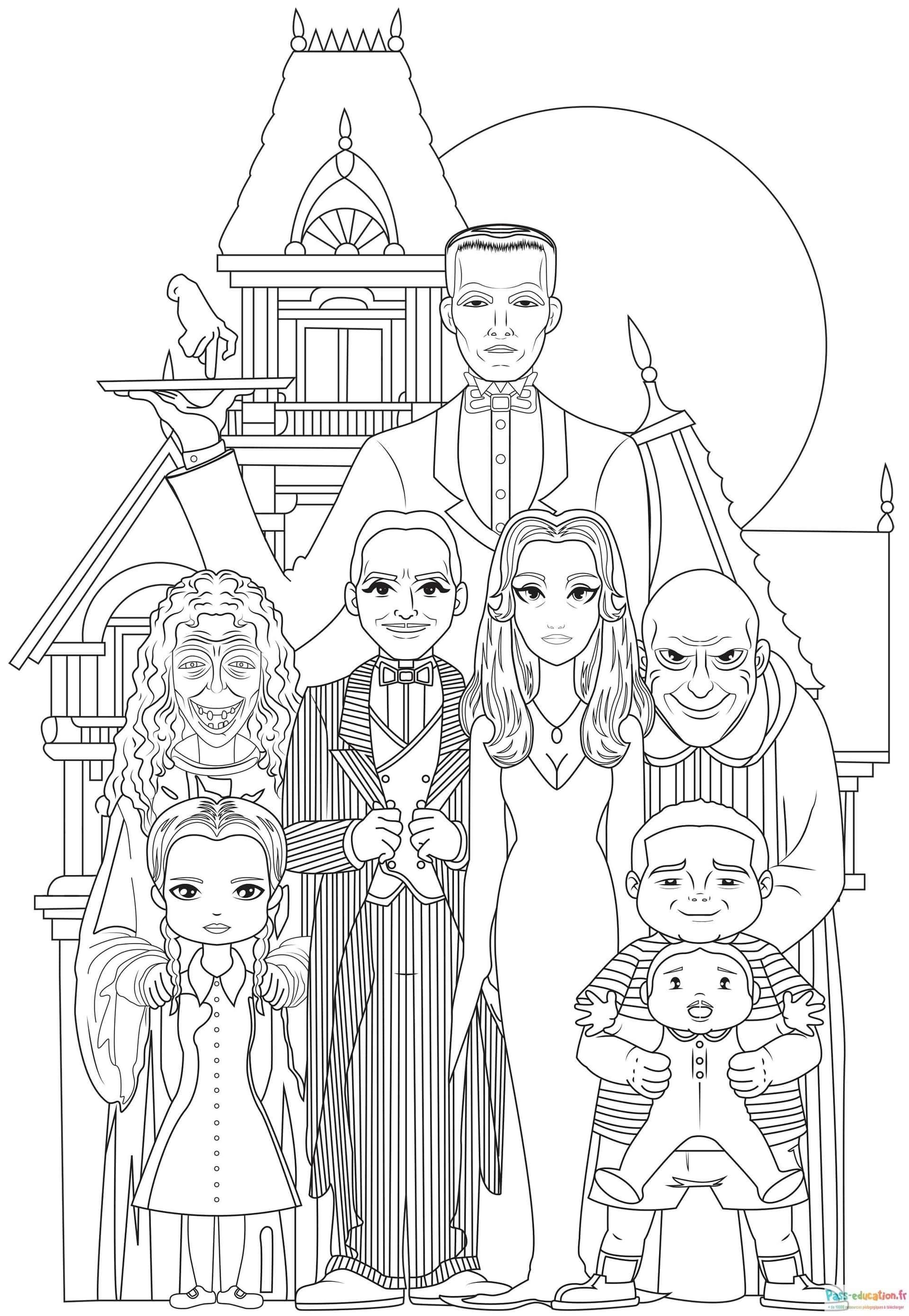 Coloriage Famille heureuse à imprimer et colorier