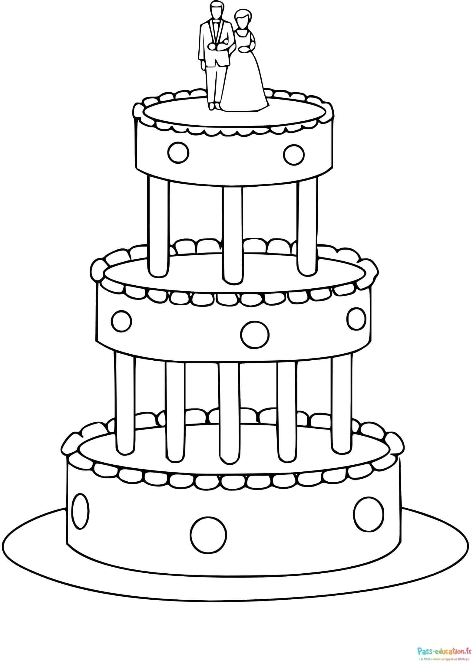 Coloriage Gâteau de mariage à imprimer et colorier