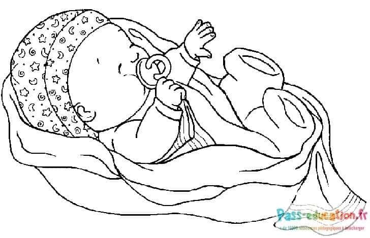 Coloriage Bébé endormi à imprimer et colorier