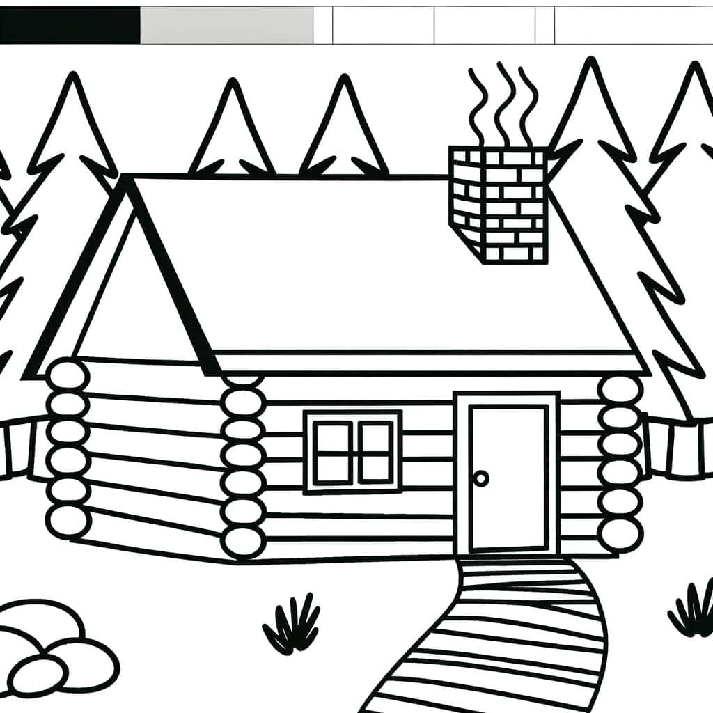 Coloriage Cabane en bois à imprimer et colorier