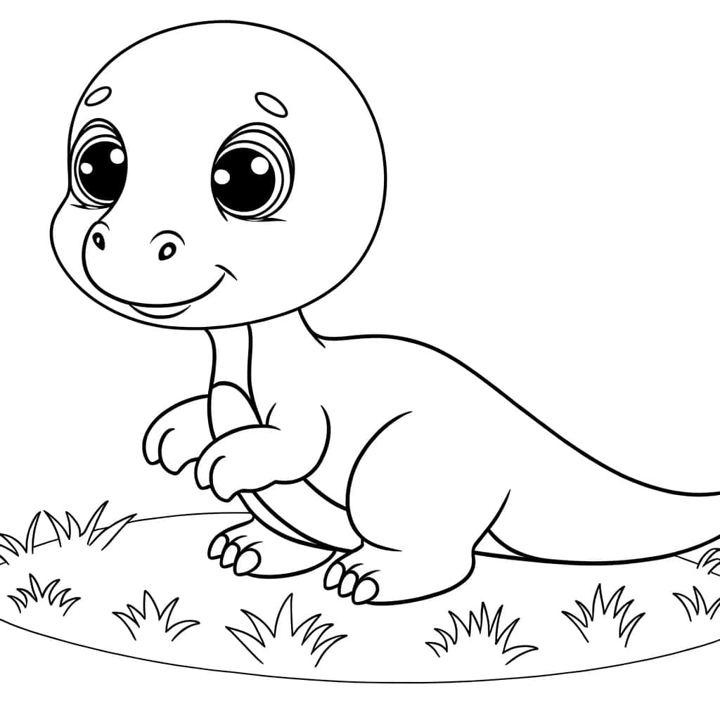 Coloriage Dinosaure souriant à imprimer et colorier