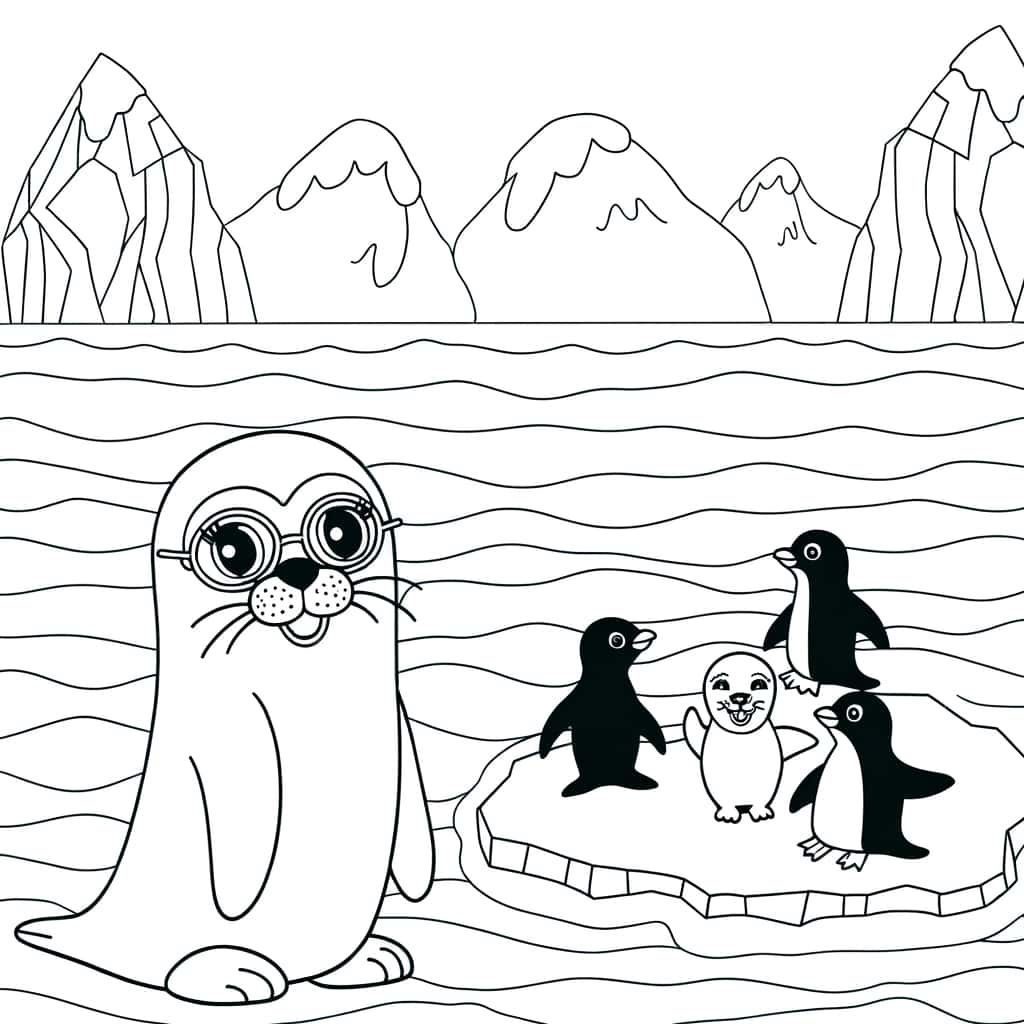 Coloriage Phoques et pingouins à imprimer et colorier