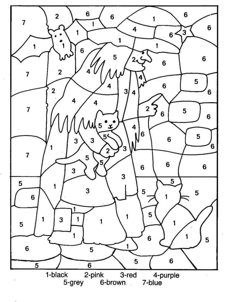 Coloriage Sorcière et animaux à imprimer et colorier