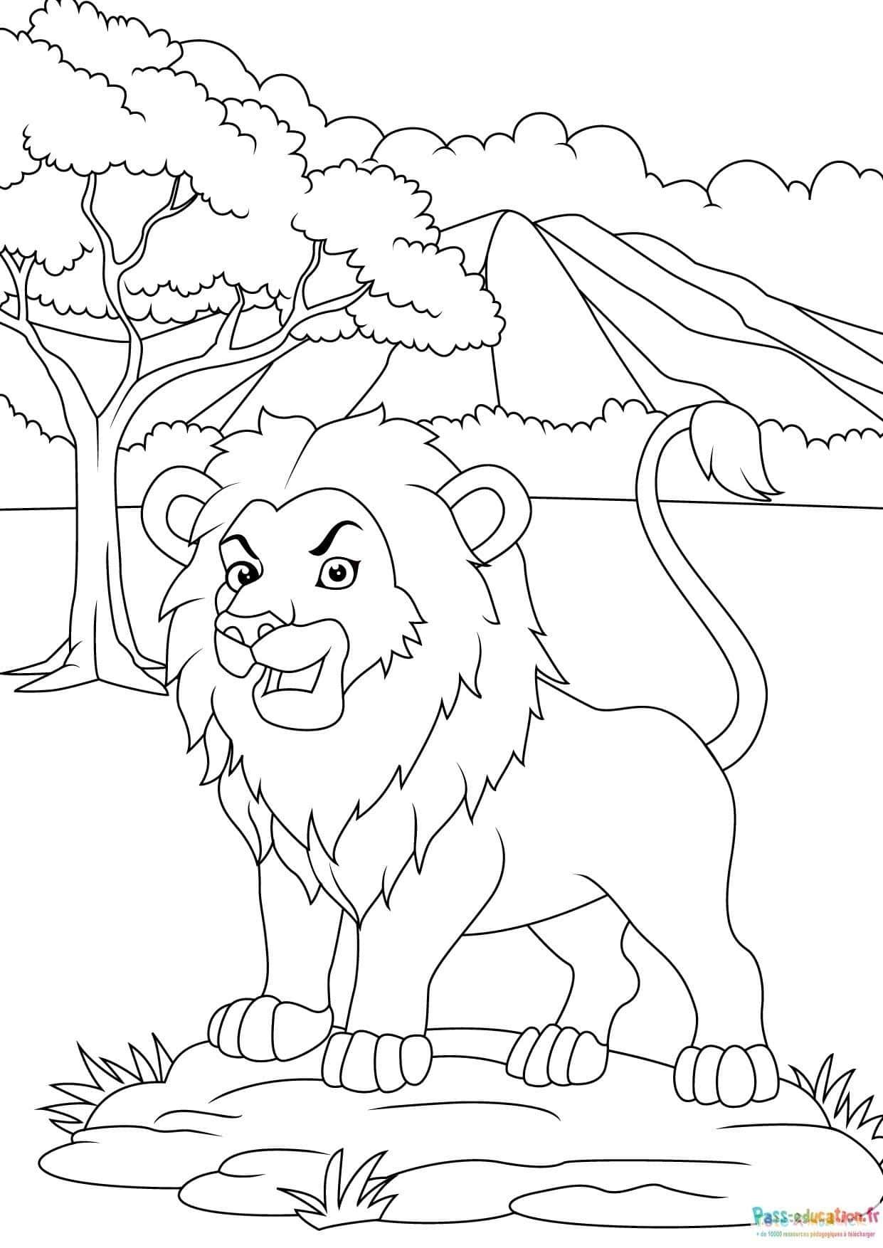 Coloriage Roi de la savane à imprimer et colorier
