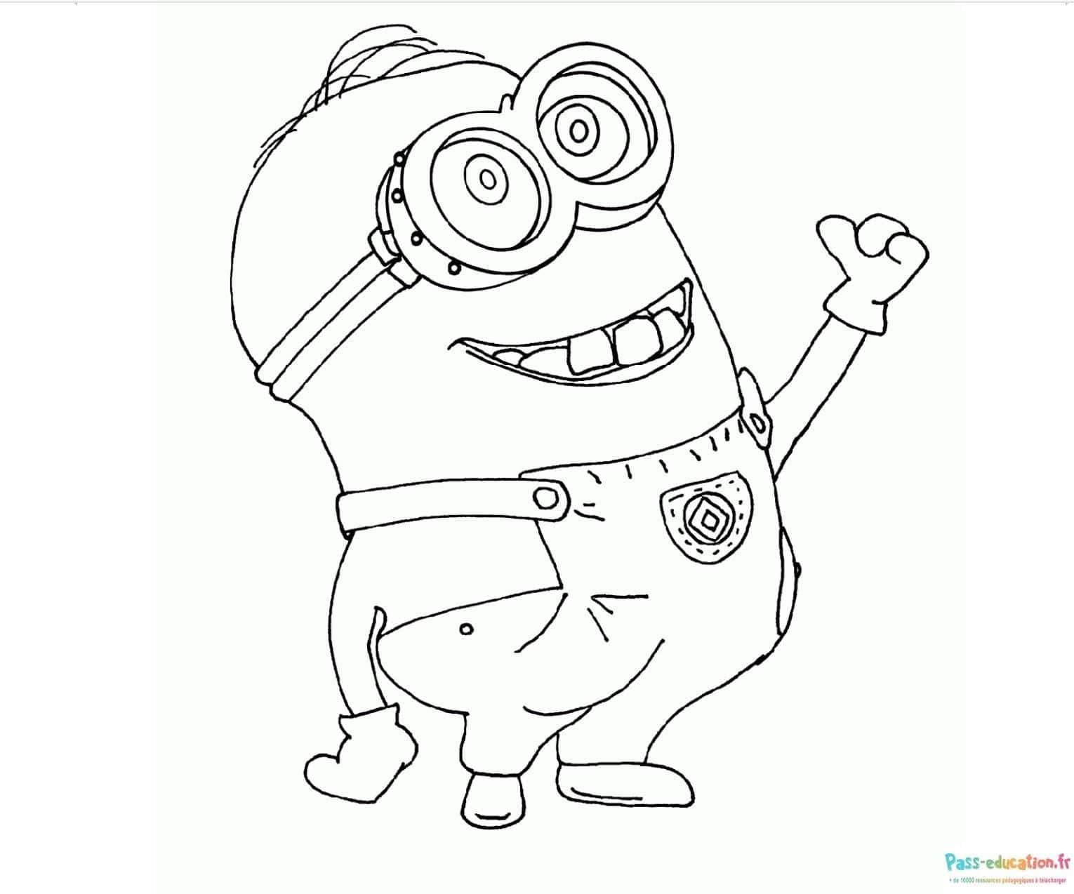 Coloriage Minion joyeux à imprimer et colorier