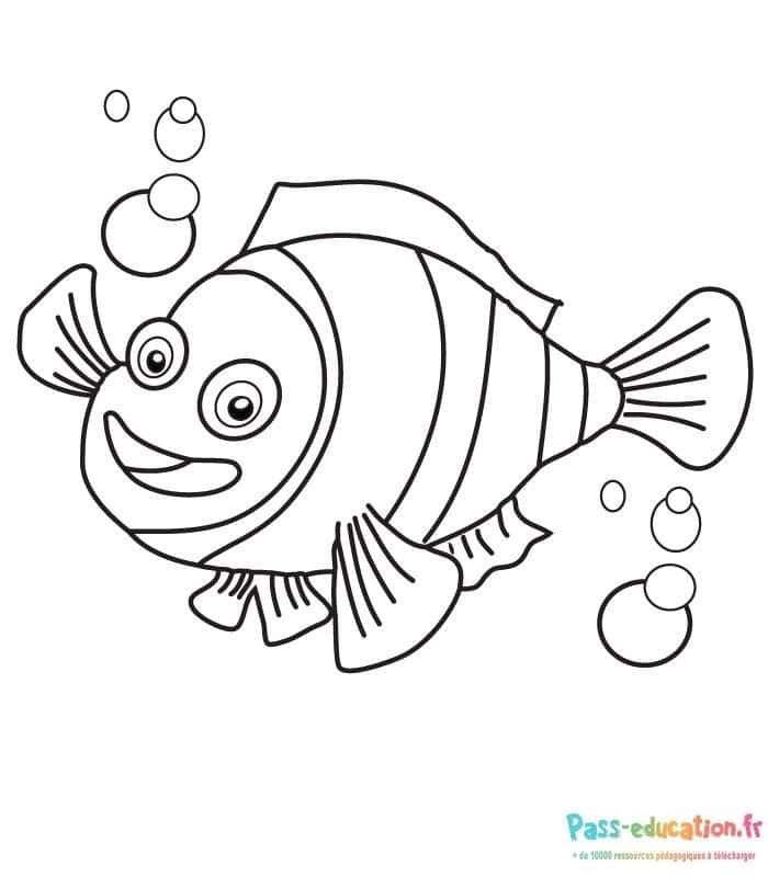 Coloriage Poisson clown à imprimer et colorier