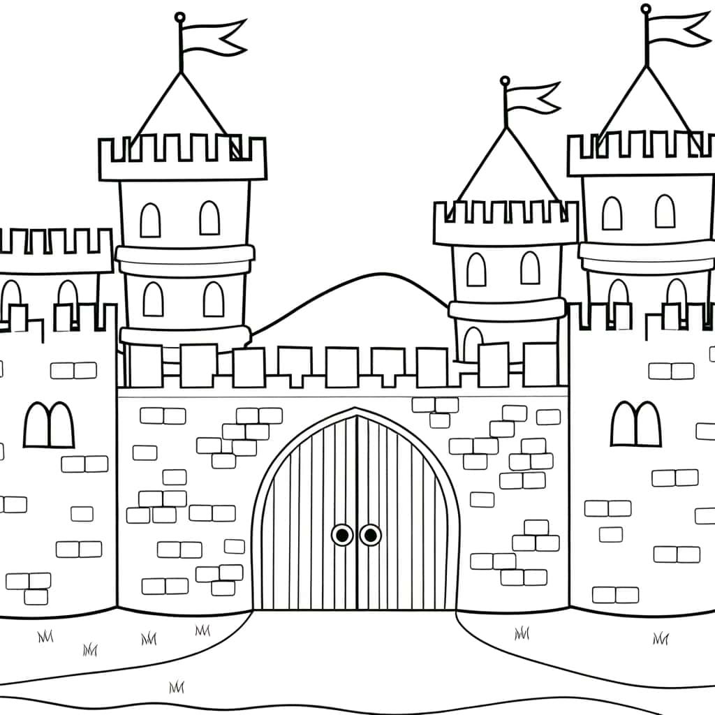Coloriage Château médiéval à imprimer et colorier