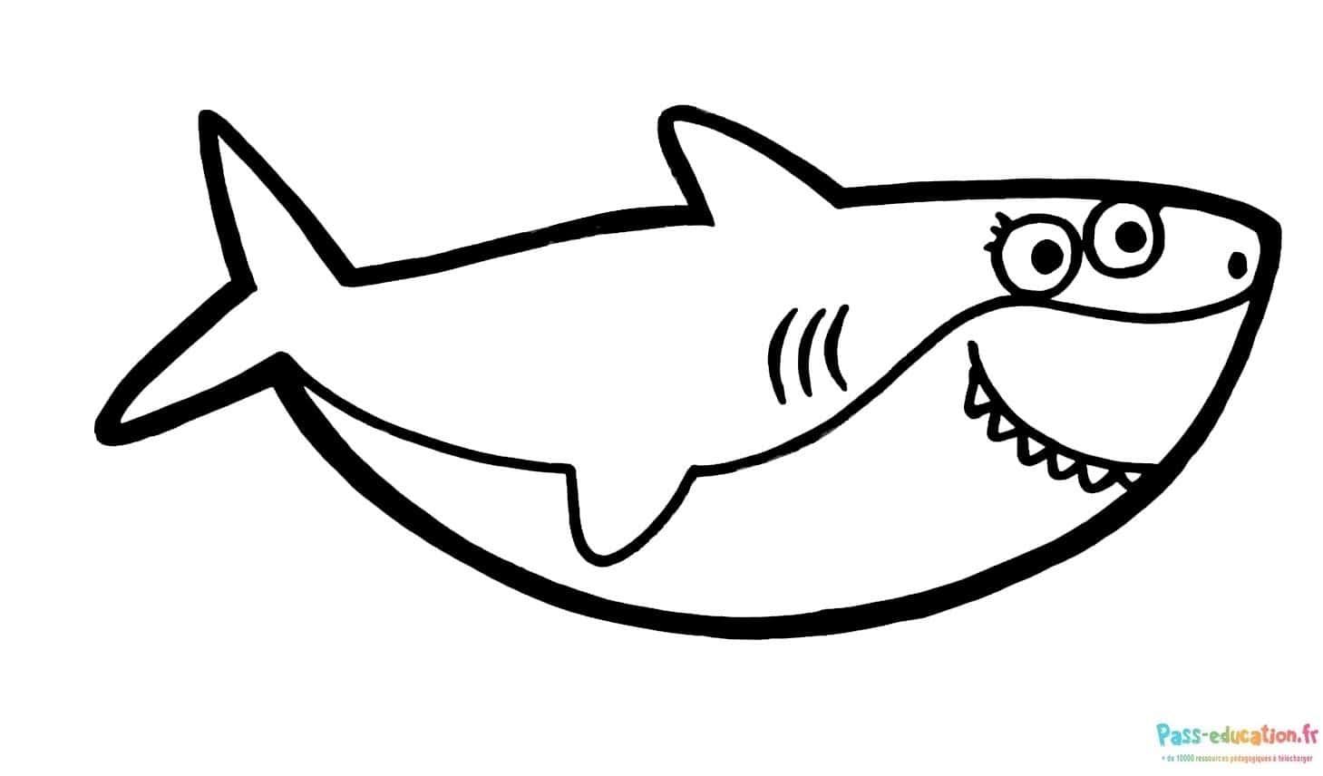 Coloriage Requin souriant à imprimer et colorier