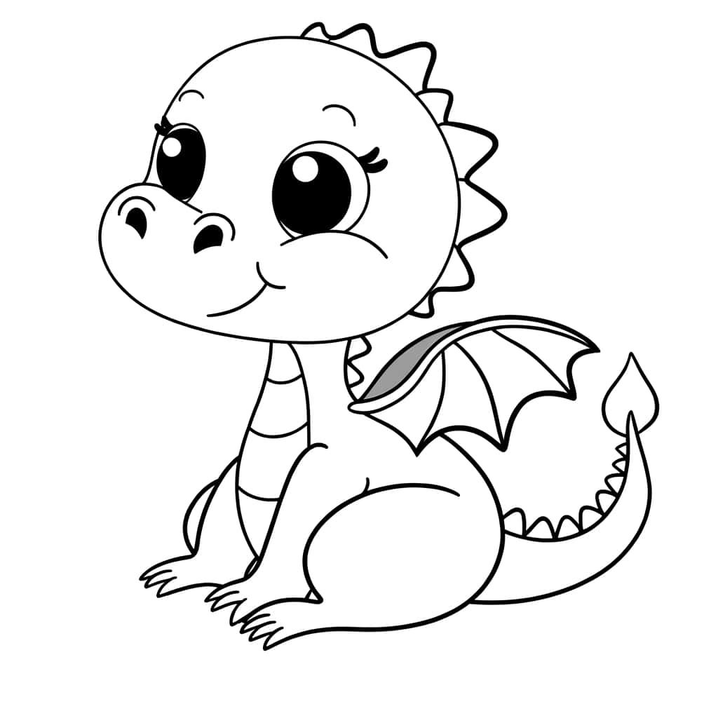 Coloriage Bébé dragon à imprimer et colorier