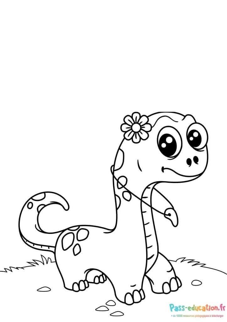 Coloriage Dinosaure mignon à imprimer et colorier