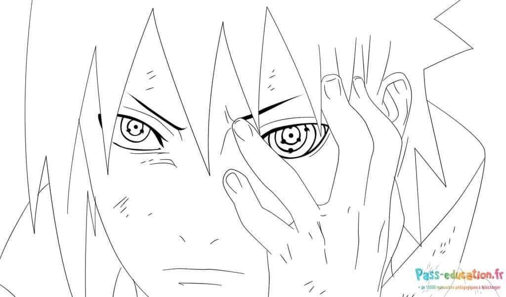 Coloriage Sasuke en action à imprimer et colorier