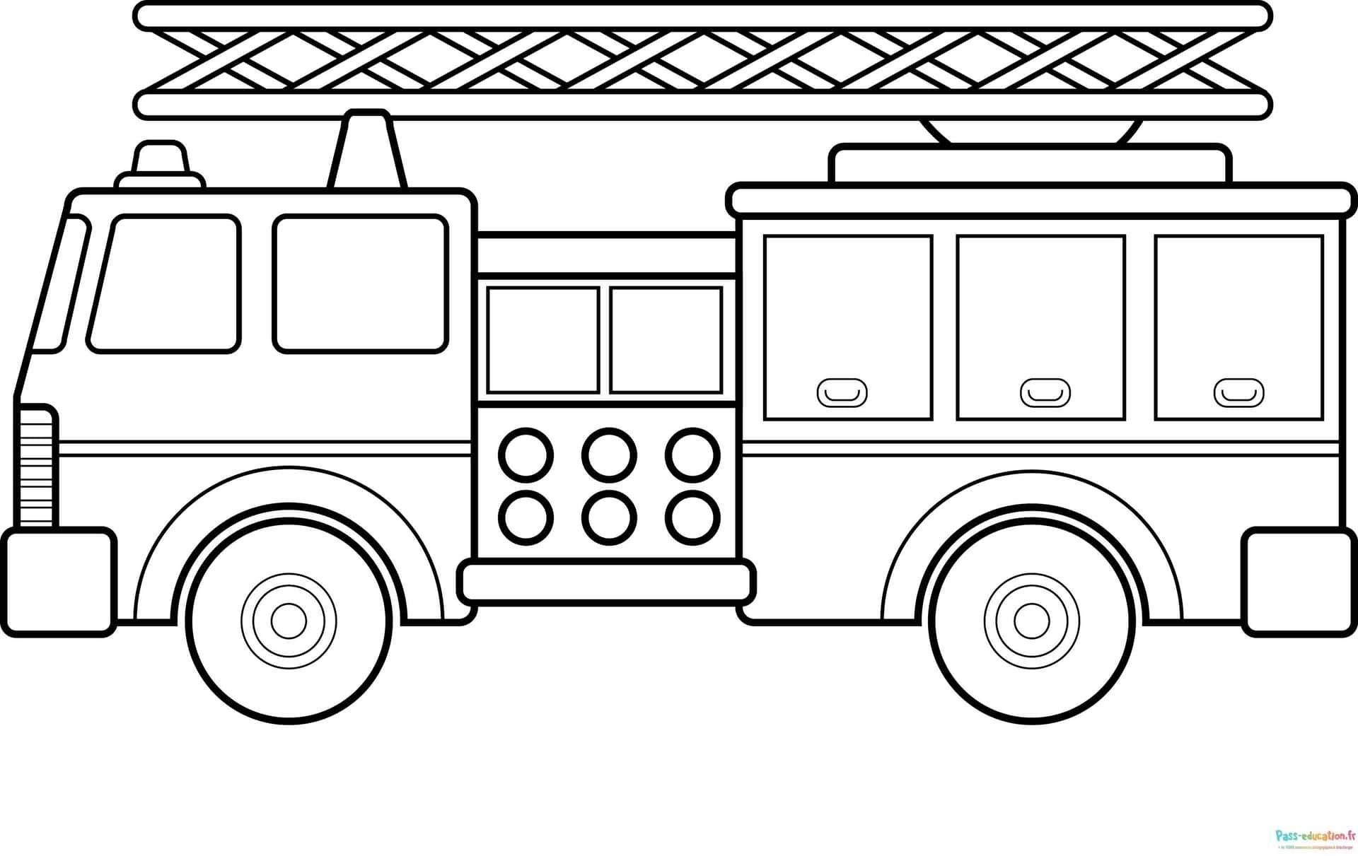 Coloriage Camion de pompier à imprimer et colorier
