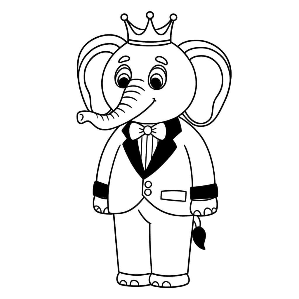 Coloriage Éléphant royal à imprimer et colorier