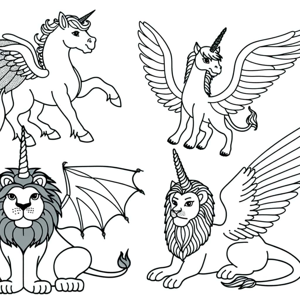 Coloriage Animaux mythiques à imprimer et colorier