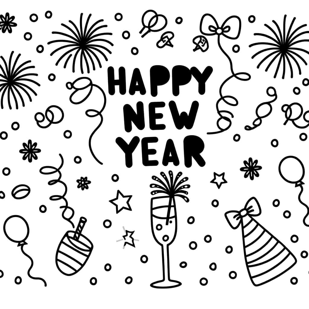 Coloriage Fête de Nouvel An à imprimer et colorier