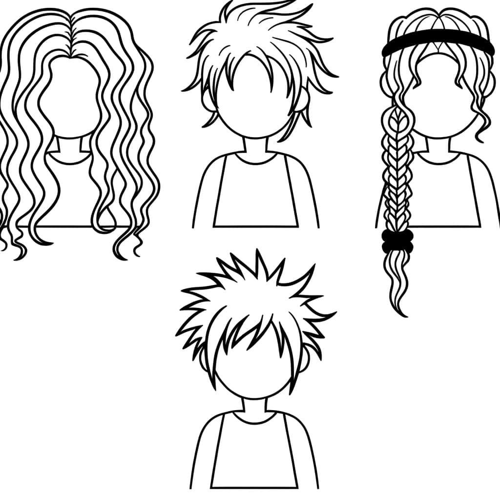 Coloriage Styles de cheveux à imprimer et colorier