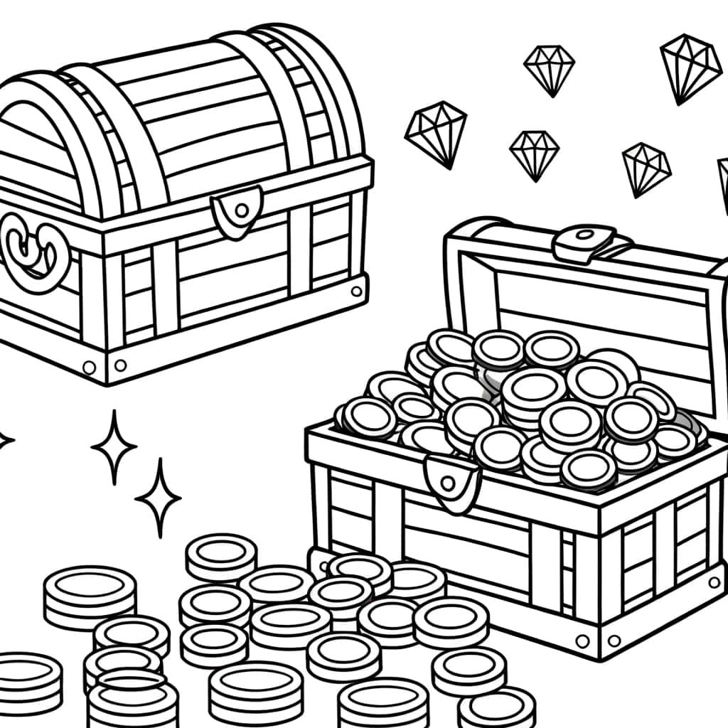 Coloriage Trésor de pirates à imprimer et colorier