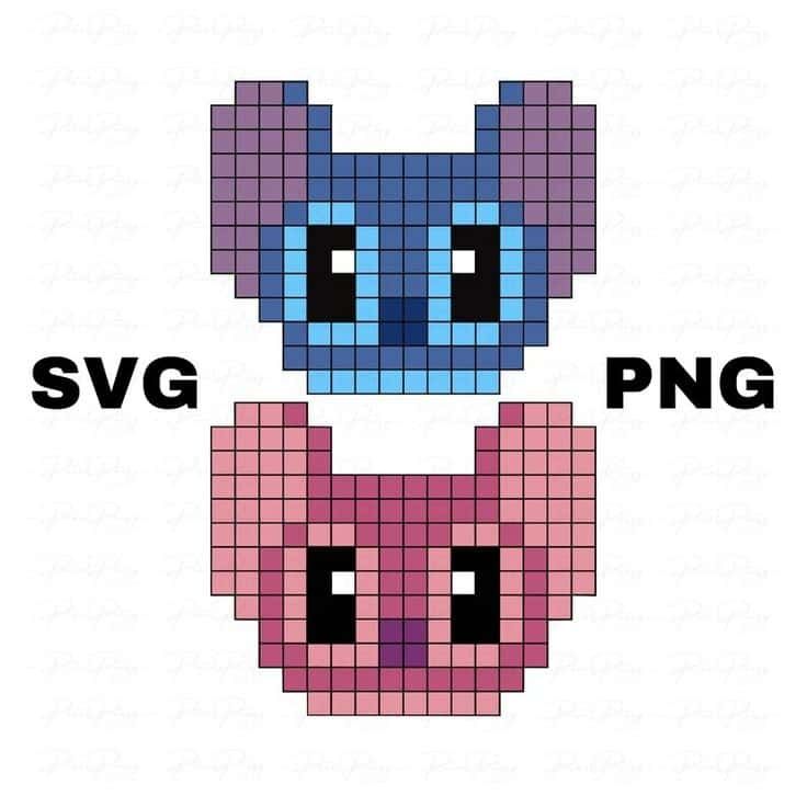 Coloriage Stitch Pixel Art à imprimer et colorier
