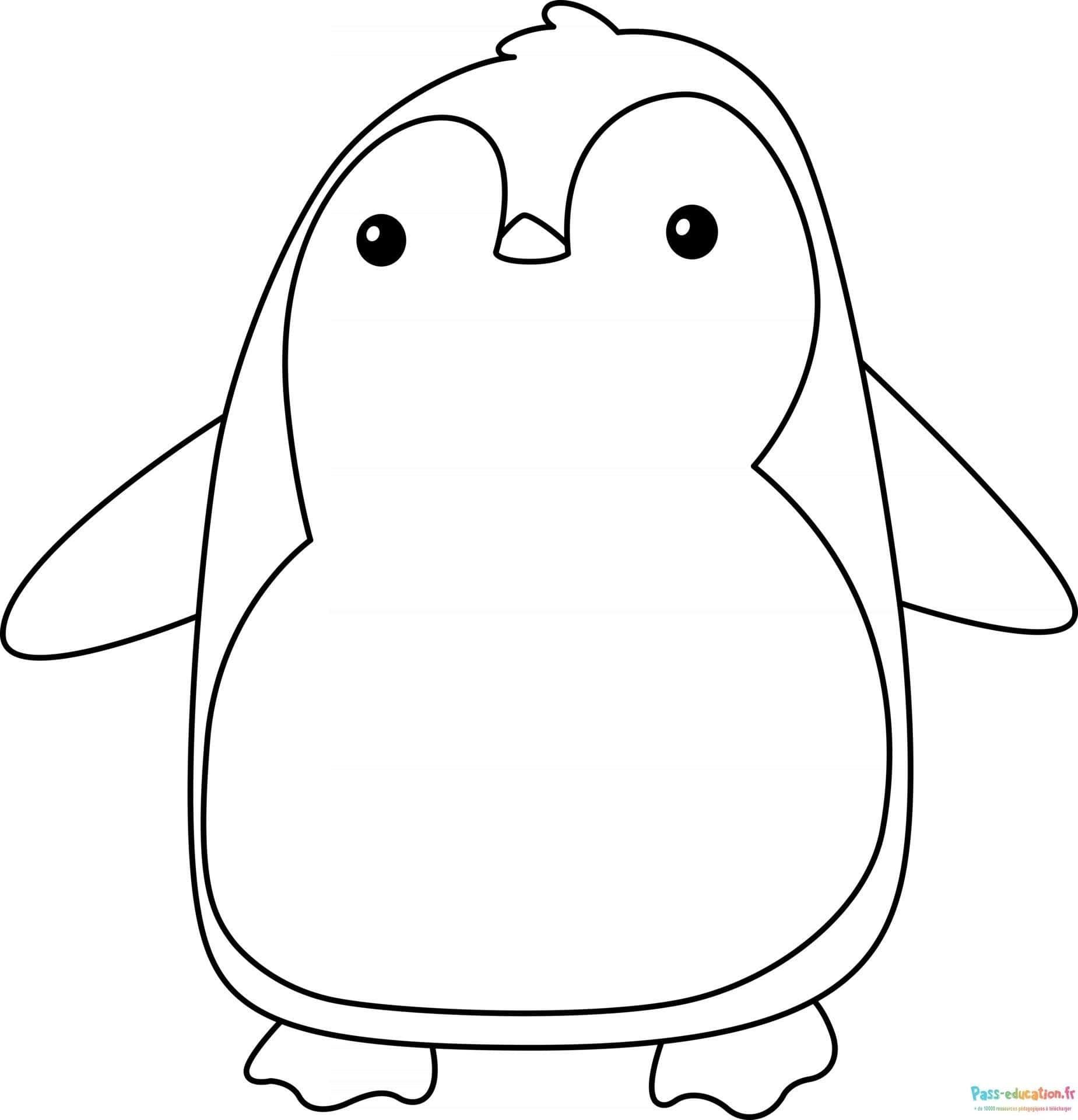 Coloriage Pingouin joyeux à imprimer et colorier