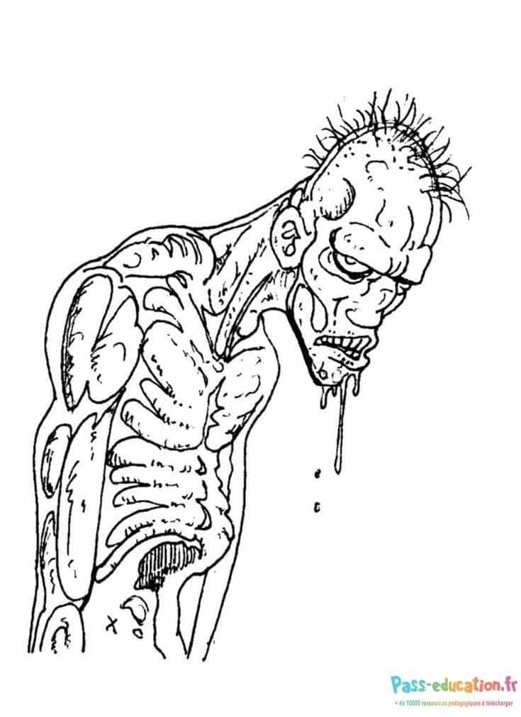 Coloriage Zombie affamé à imprimer et colorier