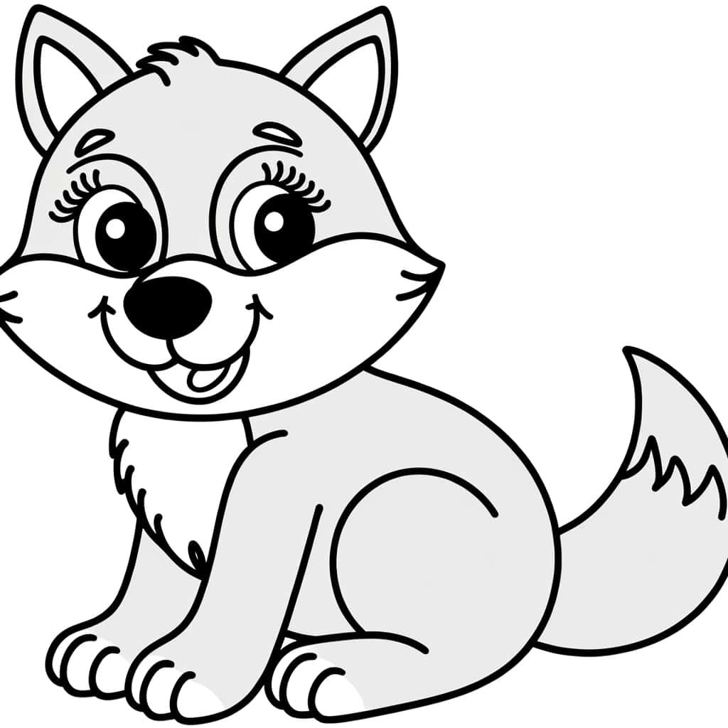 Coloriage Bébé loup à imprimer et colorier
