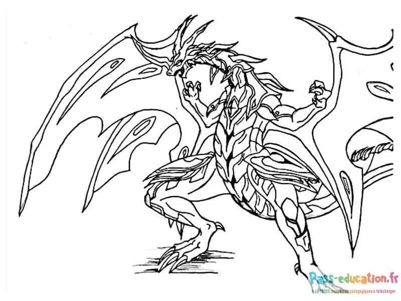 Coloriage Dragon ailé à imprimer et colorier