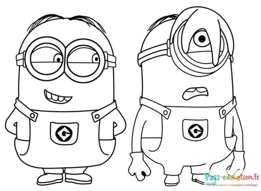Coloriage Minions joyeux et triste à imprimer et colorier