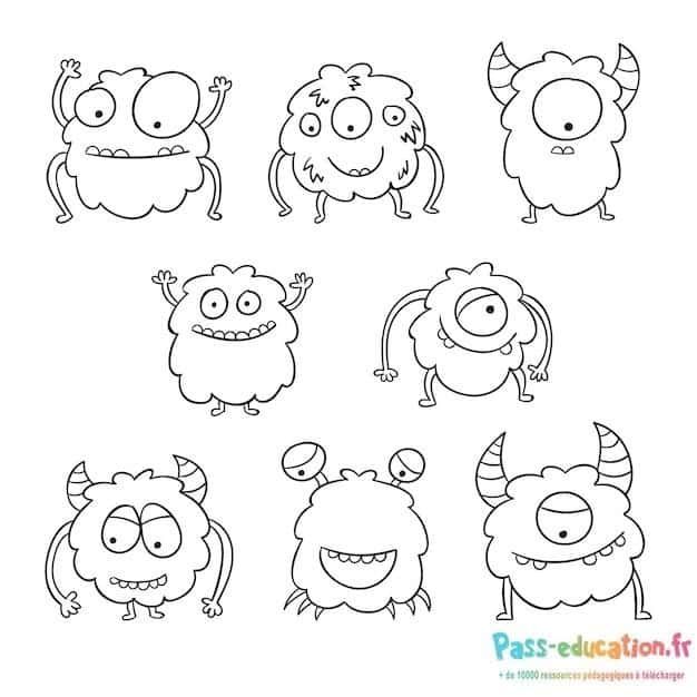 Coloriage Monstres rigolos à imprimer et colorier
