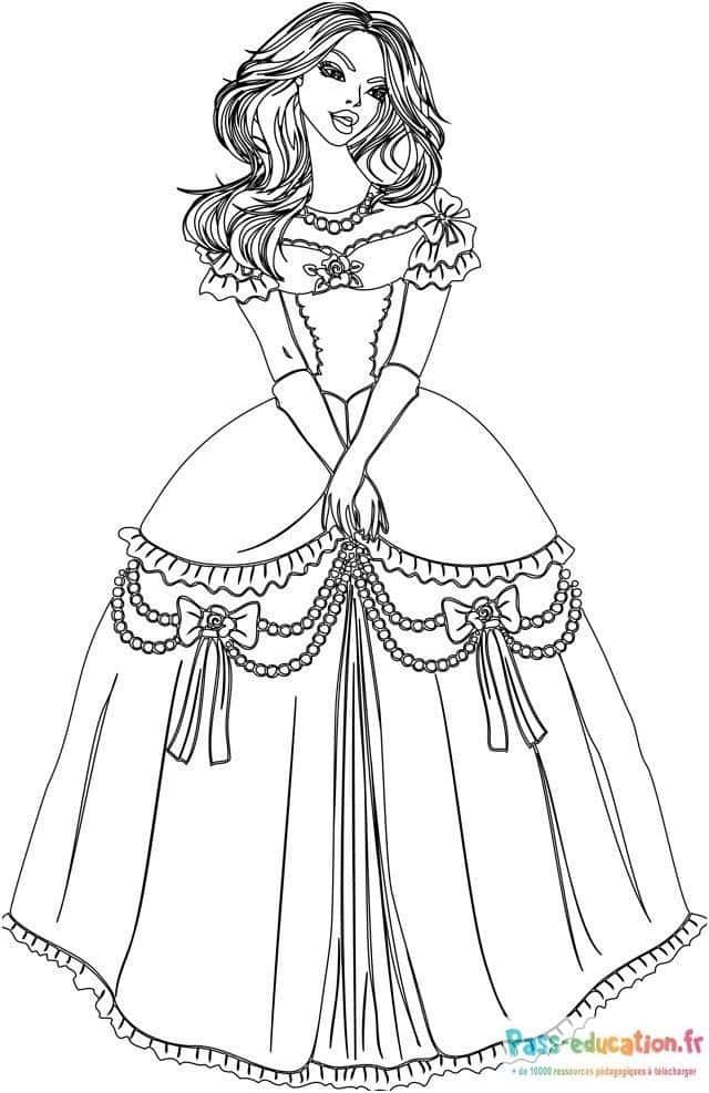 Coloriage Robe de princesse à imprimer et colorier