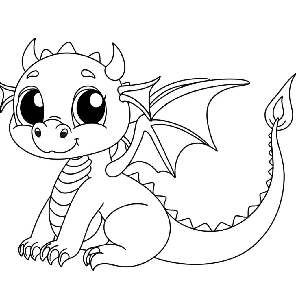 Coloriage Bébé dragon à imprimer et colorier