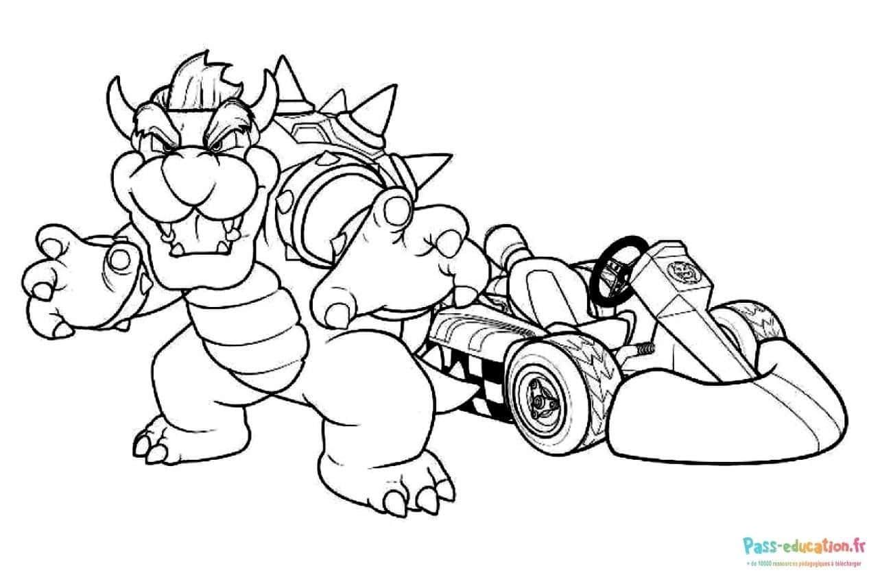 Coloriage Bowser en kart à imprimer et colorier