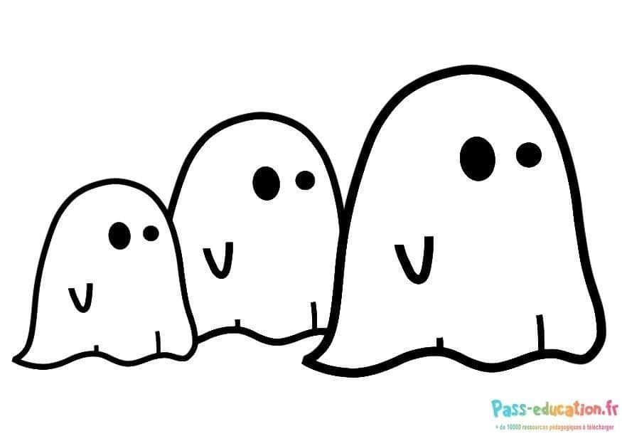 Coloriage Famille de fantômes à imprimer et colorier