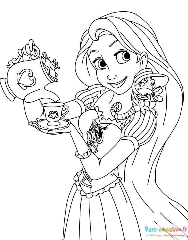 Coloriage Princesse au thé à imprimer et colorier