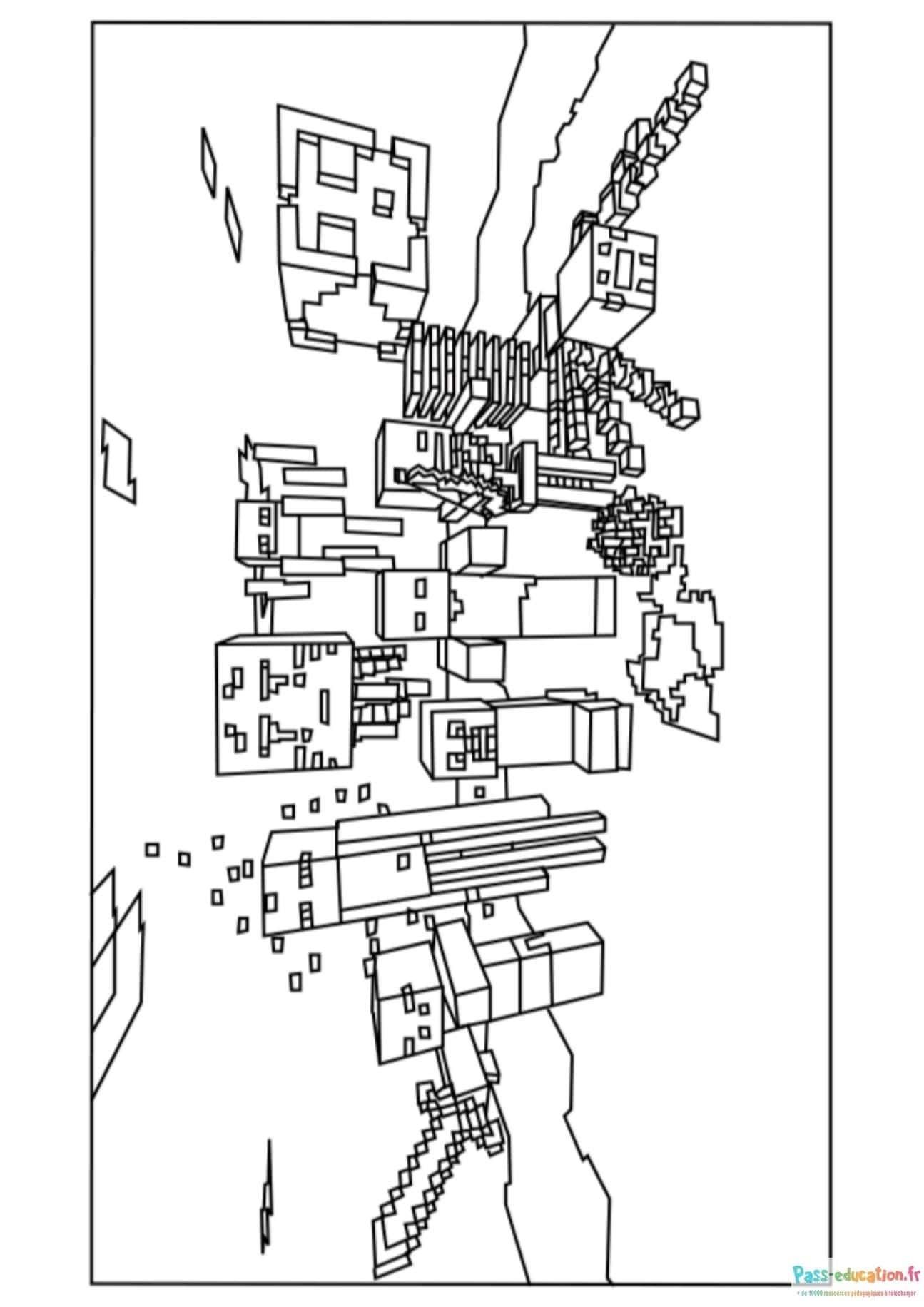 Coloriage Minecraft déstructuré à imprimer et colorier
