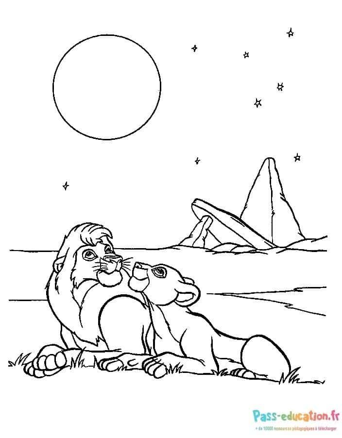 Coloriage Roi Lion tendresse à imprimer et colorier