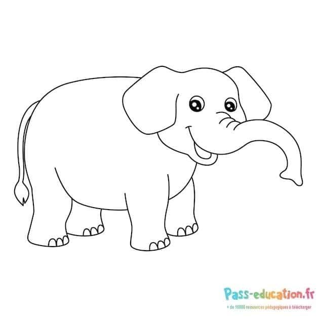 Coloriage Éléphant joyeux à imprimer et colorier