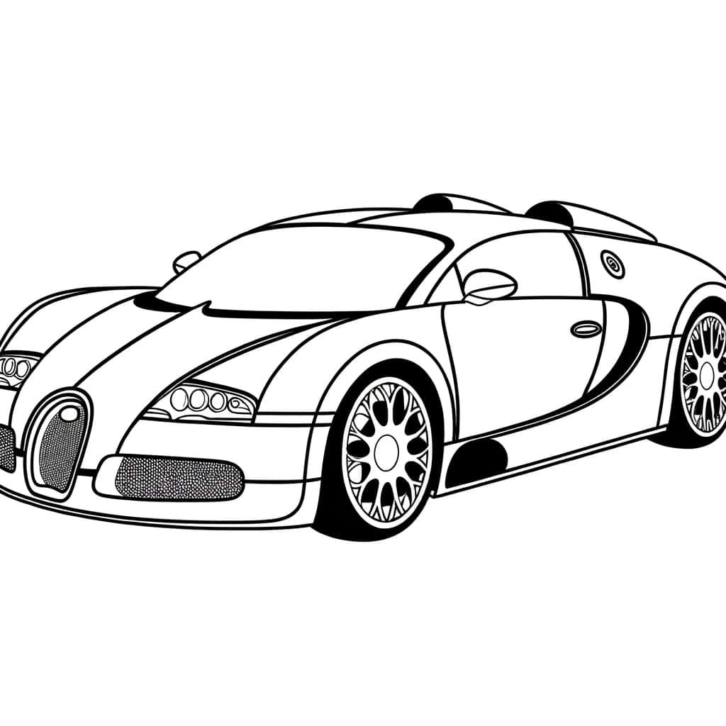 Coloriage Bugatti stylisée à imprimer et colorier
