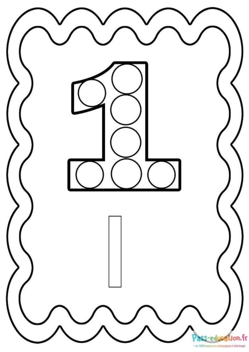 Coloriage Chiffre 1 géant à imprimer et colorier