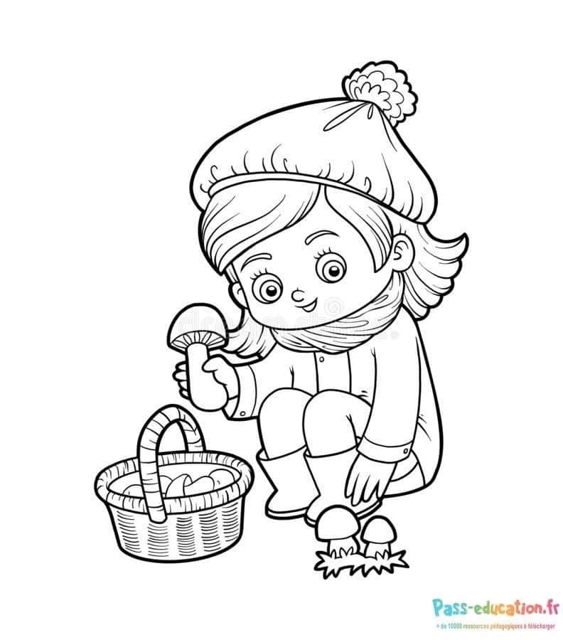 Coloriage Petite cueilleuse à imprimer et colorier