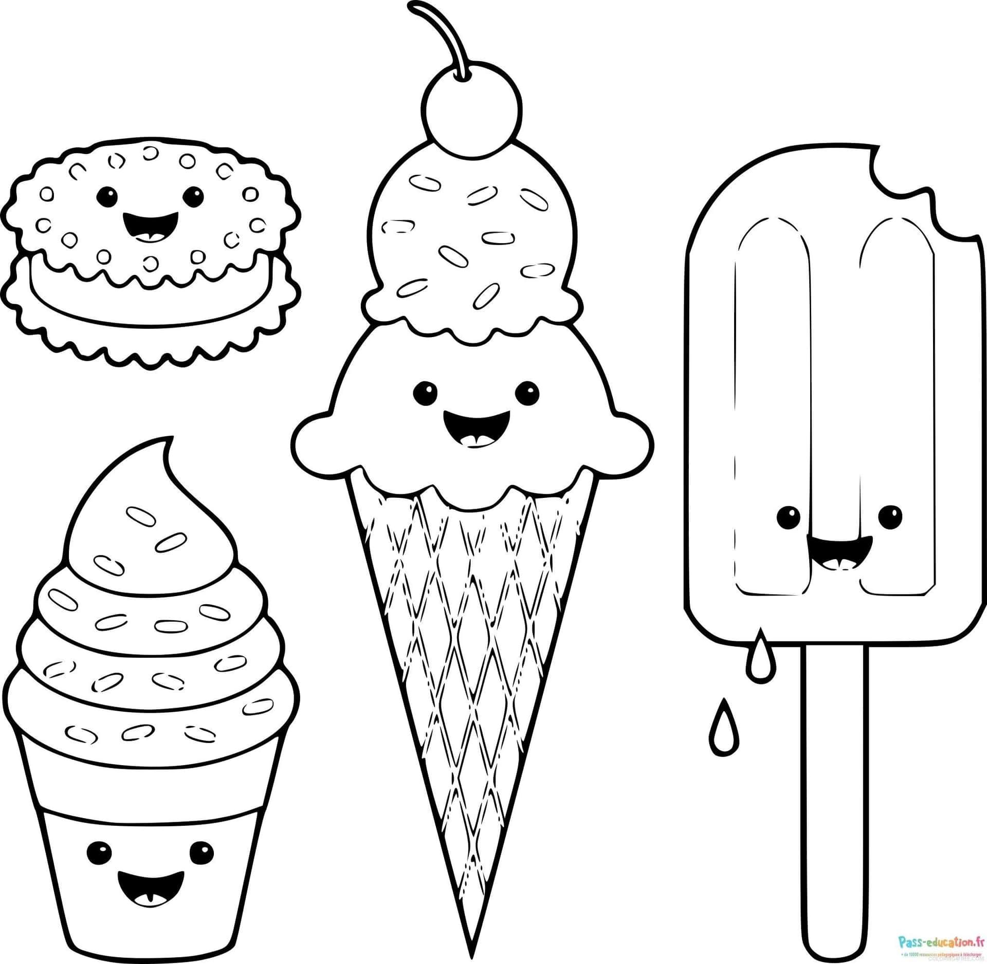 Coloriage Desserts Kawai à imprimer et colorier